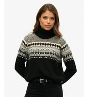 superdry para mujer w6110618a jersey fairisle pattern roll negro m casual lana manga larga