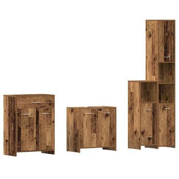 Juego De Muebles De Baño | Armario De Baño 4 Piezas Madera Ingeniería Envejecida