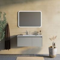 mueble de bano suspendido de 100 cm con puerta y cajon en acabado arena mate  monaco