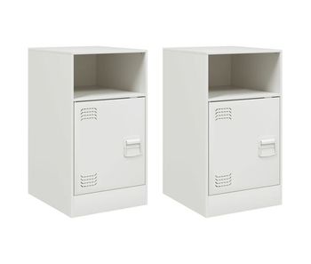 Vidaxl mesitas de noche 2 unidades acero blanco 34,5x39x62 cm