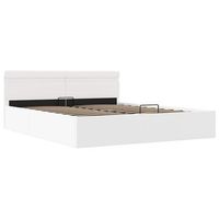 cama canape hidraulica con led cuero sintetico blanco 160x200cm