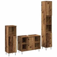 juego de muebles de bano 3 uds madera vieja 30 x 30 x 180 cm vidaxl