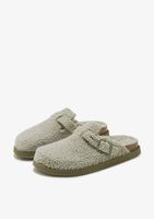 zuecos vibe clog fleece mint - verde