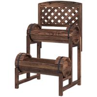 outsunny jardinera elevada con enrejado cuadrado para huerto 2 niveles para terraza balcon jardin 42x49x80 cm marron   aosom espana