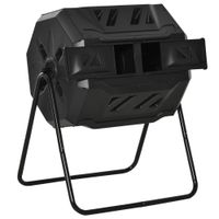 outsunny compostador de tambor giratorio con capacidad 160 litros de doble camara y ventilacion marco de acero residuos organicos   aosom espana