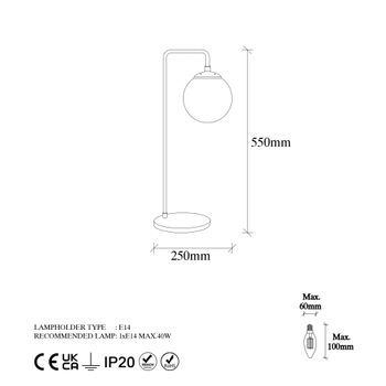 Lámpara De Mesa Viran-10985 Blanco Negro Metal Vidrio 17x25x55