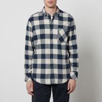 boss orange riou checked brushed cotton shirt - s