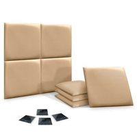 dhome juego de 8 paneles tapizados de polipiel premium pack autoadhesivos para pared acusticos absorbentes proteccion champan 50x50cm x8