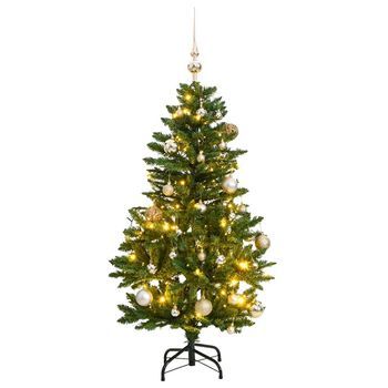 Árbol Navidad Artificial Con Bisagras 150 Led Y Bolas 120 Cm Vidaxl