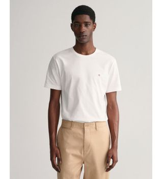 Gant para hombre. 2003184 Camiseta Regular Fit Shield blanco (M), Casual, Algodón, Manga corta, Sostenible