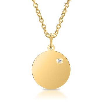 Colgante cadena 925 plata oro IP diamante