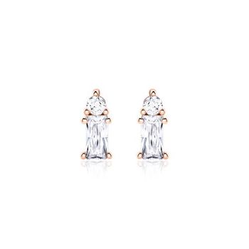 Pendientes de plata 925 chapada en oro rosa con circonita cúbica