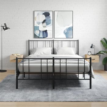Pack 2 Uds Mesitas De Noche | Mesa Auxiliar | Mesilla De Pared Color Roble Sonoma 35x35x20 Cm Cfw50826
