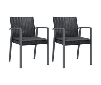 Sillas jardin cojines 2 unidades ratán sintético negro 56,5x57x83 cm
