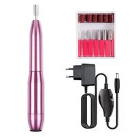 pulidora de unas de 12w hasta 20000rpm velocidad regulable incluye 6 cabezales de pulido y 6 limas 2x2x12 cm color rosa