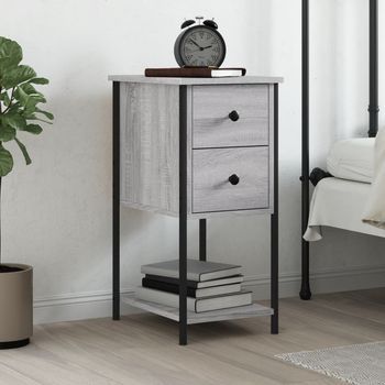 Mesita De Noche - Mueble De Dormitorio - Madera Contrachapada - Gris Sonoma (32x42x70cm)