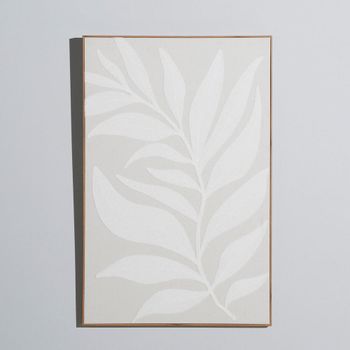 Cuadro beige con motivo de hoja 65x100 cm