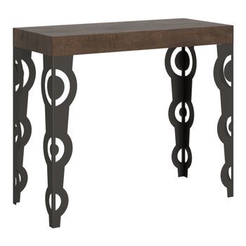 Consola Extensible 90x40/196 Cm Karamay Small Nogal Estructura Antracita