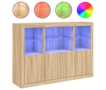 Vidaxl aparador con luz led 3 piezas madera de ingeniería roble sonoma