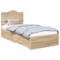 estructura de cama con cajon roble sonoma 70 x 190 cm vidaxl