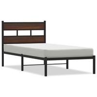 cama individual  cama de adulto  estructura cama con cabecero sin colchon marron roble 75x190 cm