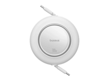 Cable USB-C - Baseus Free2Pull, Retráctil, Tipo C a C, de 200 cm, Universal, 100W, Blanco Luna
