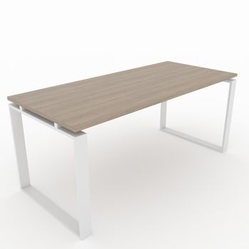 Mesa/escritorio Para Teletrabajo, Oficina Y Hogar. Estructura Marco Cerrado Color Blanco. Tablero Color Olmo. Fabricado En España. (180 X 80 Cm).