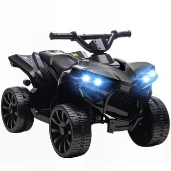 AIYAPLAY Quad eléctrico infantil 6 V con avance/retroceso, música, faros LED Negro