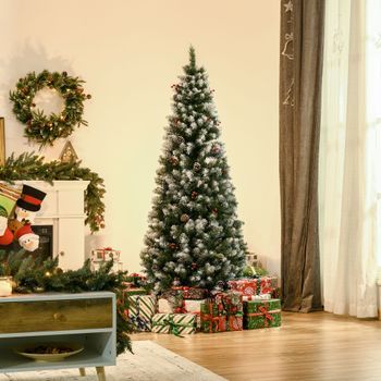Árbol De Navidad Artificial De Acero Pvc Homcom 65x65x180 Cm-verde