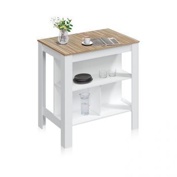 Mesa Alta Versátil Y Funcional Con Estantes 103 Cm Nitza Blanco Artik (blanco Mate) - Natur 103 X 105 X 67 Cm