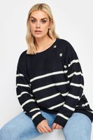 yours jersey azul marino de rayas con botones mujer curvy y tallas grandes yours