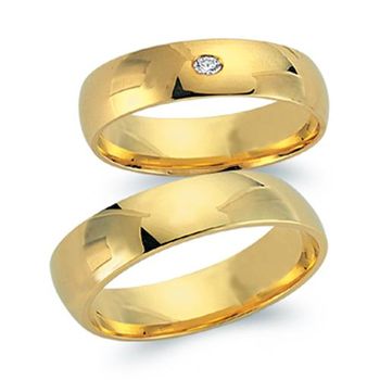 Alianzas 14 quilates oro amarillo con diamante