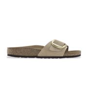 birkenstock para mujer 1024009 sandalias de piel madrid big buckle nubuc ajuste estrecho marron 40 plano ninguno casual