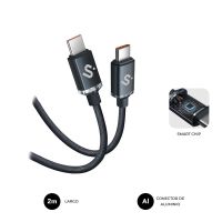 cable usb-c subblim optimus 2m 60w pd nylon trenzado aluminio 480mbps negro