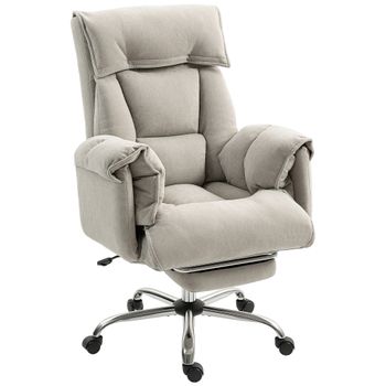 HOMCOM Silla de oficina reclinable ajustable en altura silla de escritorio con reposabrazos reposapiés respaldo alto 75 x 77 x 110-118 cm gris   Aosom España