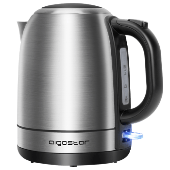 Aigostar Aiden - Hervidor de agua eléctrico Pequeño, 1,2 litros, 2200 Watios, Acero Inoxidable, libre de BPA, ebullición rápida, apagado automático y protección contra la ebullición en seco, Negro