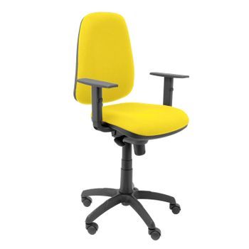 Silla De Oficina Ergonómica Con Mecanismo Sincro Y Regulable En Altura - Asiento Y Tejido Tapizado En Tejido Bali Color Amarillo (brazos Regulables
