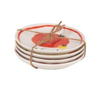 set de 4 platos para tapas de ceramica blanco verde amarillo y rojo