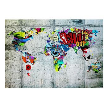 Papel Pintado 3d - Map - Graffiti (250x175 Cm)
