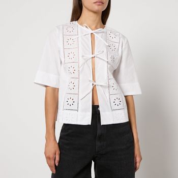 Ganni Broderie Anglaise Cotton Blouse - EU 38/UK 10