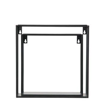 Juego de 2 estantes de pared en forma de cubo de metal negro