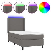 estructura de cama led con cabecero con somier colchon 90x200 cm sintetico gris tdl0209512