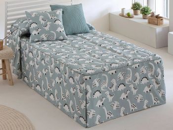 Colcha verano infantil jurasic con volante de confecciones paula