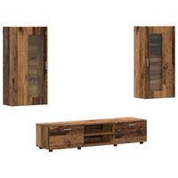 conjunto de mueble de tv con cajon florin 3 uds  mueble de salon  gabinete de tv madera vieja