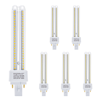 Aigostar Pack de 5 Bombilla PLC 2U, tubo de 15W Maiz G24, Luz Blanco Neutra 4000K, 1700lm, No regulable
