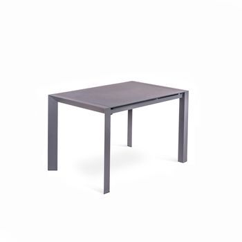 Pixel - Mesa Extensible (122/182 X 80 Cm) En Cristal Templado Gris