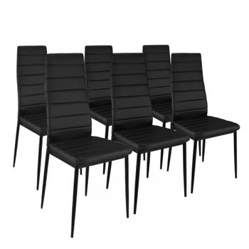 Pack 6 sillas de comedor símil piel 44x42 cm tejido negro