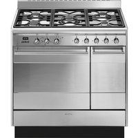 smeg suk92mx9-1 concert 90 cm dual fuel range cooker - stainless steel stainless steel