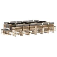 set comedor de jardin 17 pzas con cojines ratan sintetico beige vidaxl