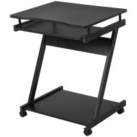 homcom mesa de ordenador con ruedas 60x48 cm con bandeja para teclado negro